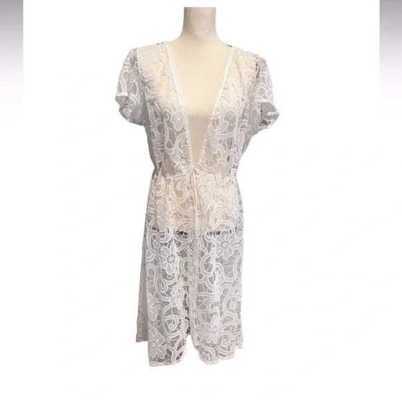 Victorias Secret Bridal Sleep Nightgown/ Beach Cover Up White Size M/L - Picture 6 of 8